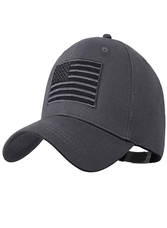 MixYoke American Flag Baseball Cap for Men Women, Tactical-Inspired Patriotic Design with USA Flag Embroidery & Adjustable Fit Dark Grey - Image 1